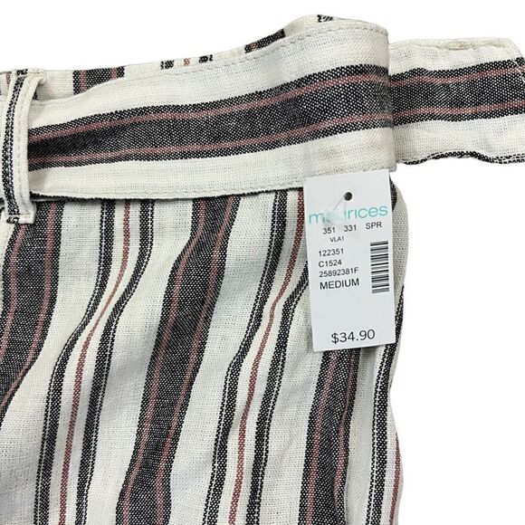Striped Linen Pants Mid Rise Gaucho - Picture 3 of 8
